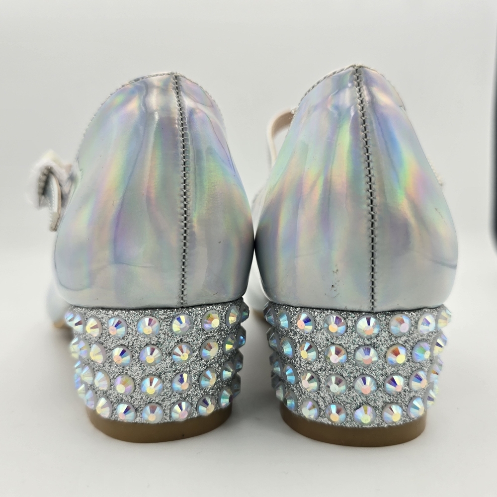 Badgley Mischka Girls Holographic Mary Jane Dress Heels, Siver, Big Grils 4 - Picture 11 of 16